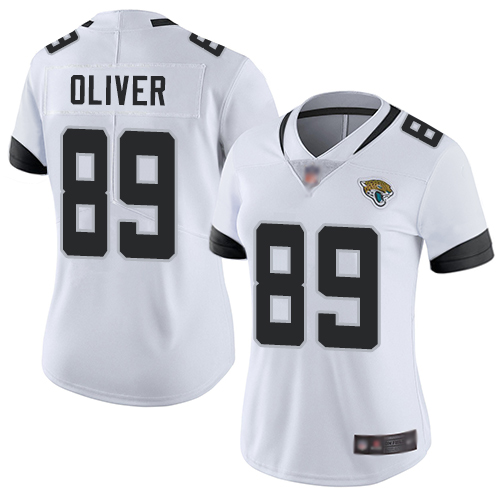 Nike Jacksonville Jaguars 89 Josh Oliver White Women Stitched NFL Vapor Untouchable Limited Jersey